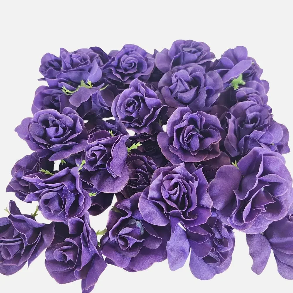 100 Purple Silk Rose Heads Stemless Wedding Floral Craft Wreaths DIY 2.5in